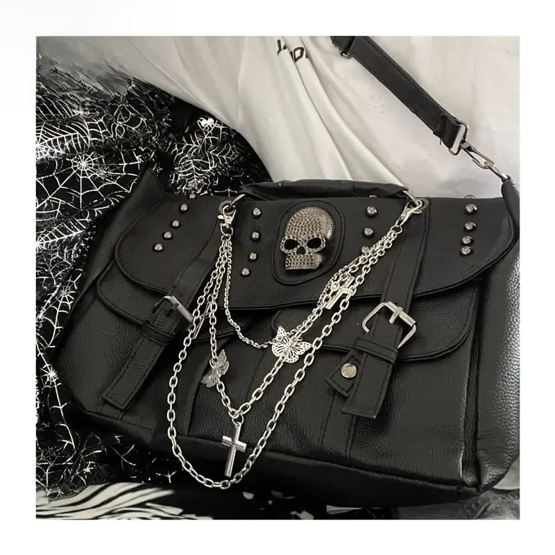 Sacs à bandoulière gothiques pour femmes, fourre-tout, Y2K Spicy Girls, Harajuku, Gothic Punk Modules, Seton Head, JOlomatéritive Subculture, One Initiated Lolita
