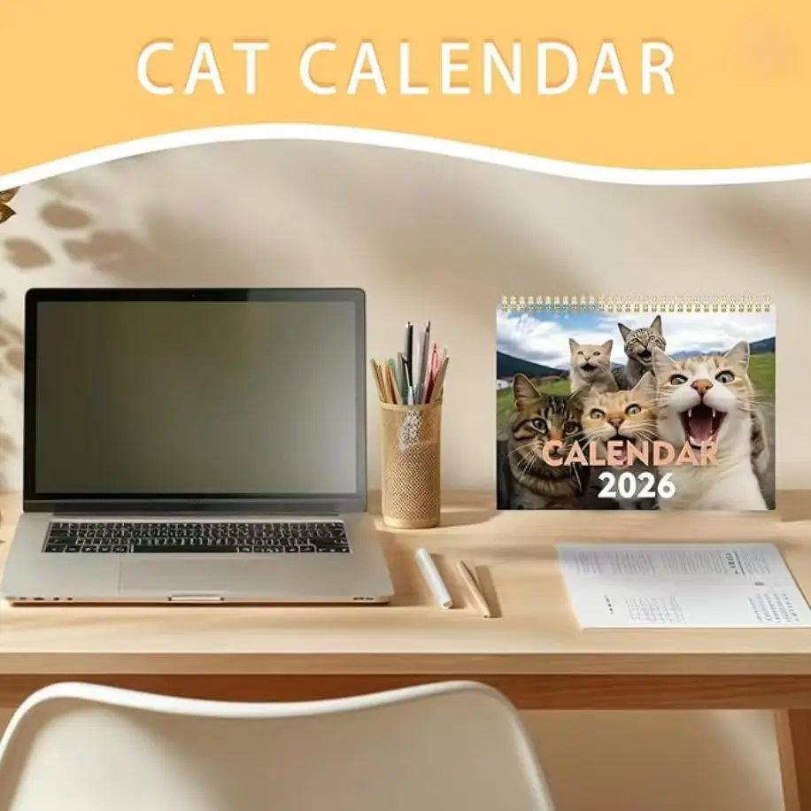 

2026 Cat & Dog Wall Calendar, 12 Month Cute Pet Photo Calendar, Spiral Bound Hanging Planner for Home Office Decor