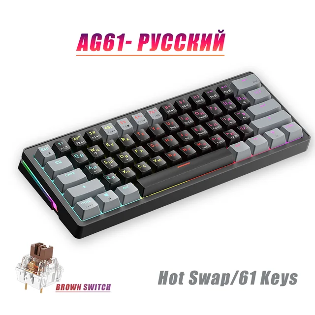 ZIFRIEND AG61 61 Keys Mini Mechanical Keyboard 60% Wired Gaming