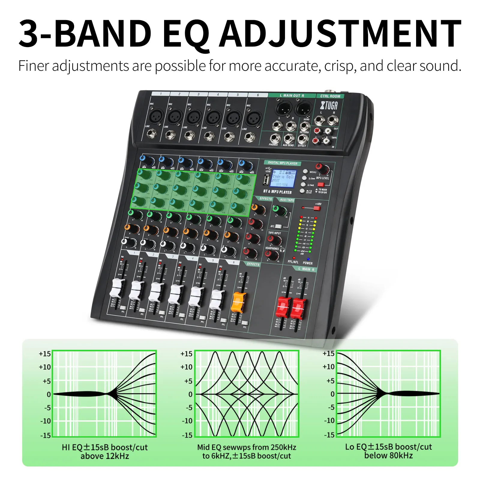 جهاز مزج الصوت CT 6 قناة لوحة الصوت خلط وحدة التحكم واجهة الصوت الكمبيوتر USB بلوتوث فانتوم تأثير رقمي DJ لايف استوديو المرحلة #3