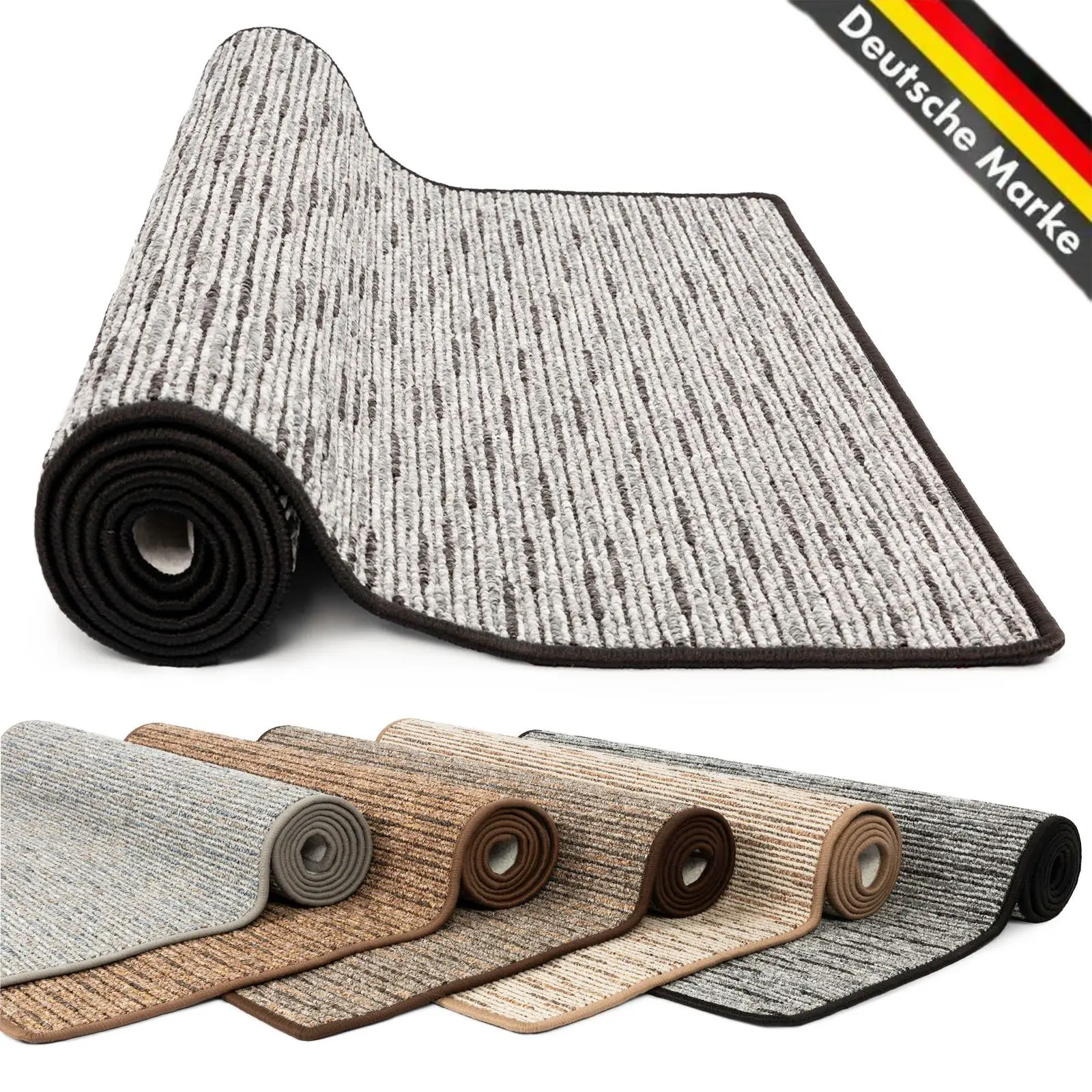 Teppichläufer Geneva | Flurteppich auf Maß mit Filzrücken | Küchenläufer 67 & 80 cm Breite | Fußbodenheizung geeignet | 5 Farben