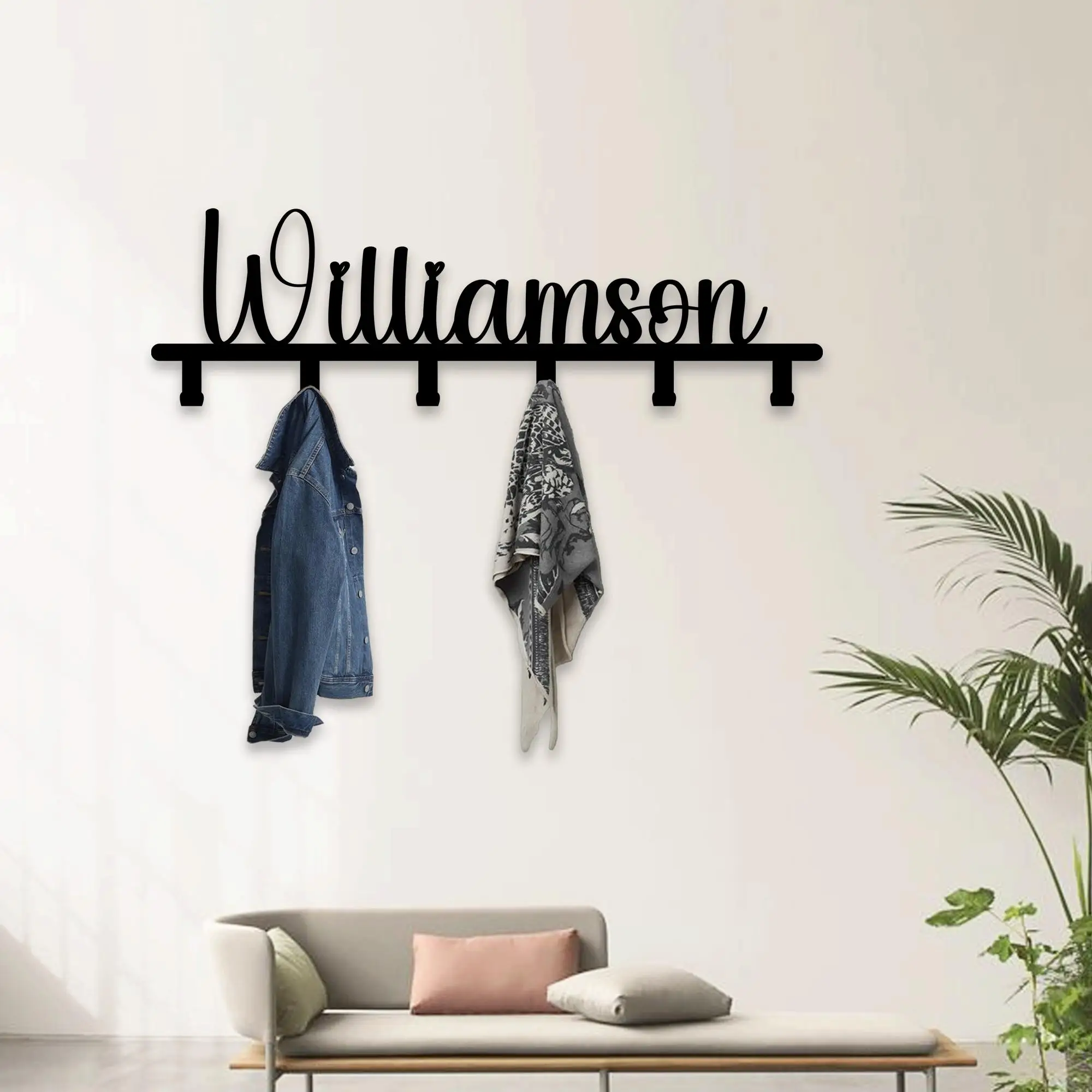 Personalized Entryway Wall Hanger for Coats,Custom Wall Hanger,Custom Metal Wall Coat Rack ,Unique Welcome Home Decor Art