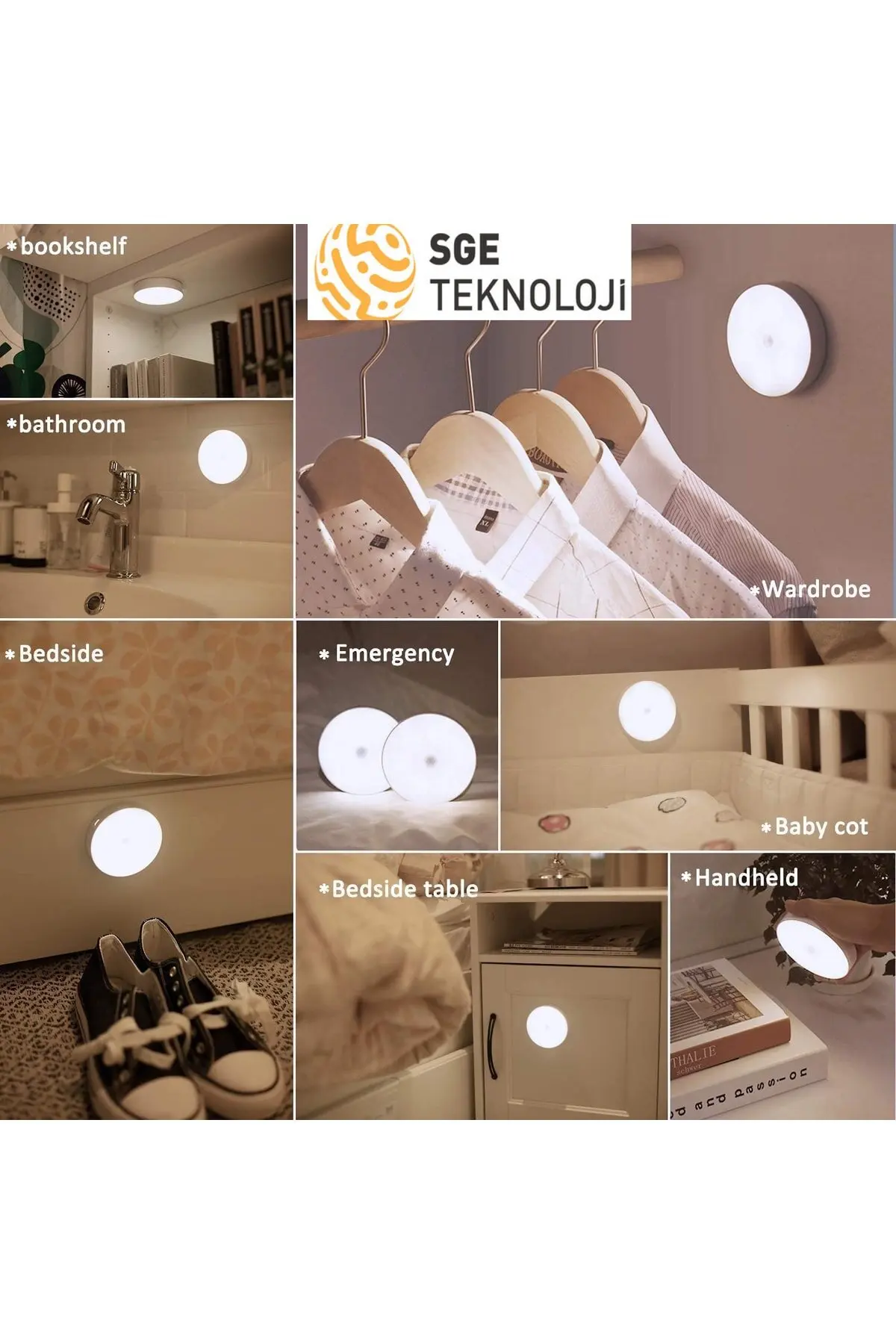 Lámpara de noche con Sensor de movimiento, luz Led recargable por Usb, para habitación de niños, sala de estar, utilizada en toda la casa, amplio rango de detección, luz suave