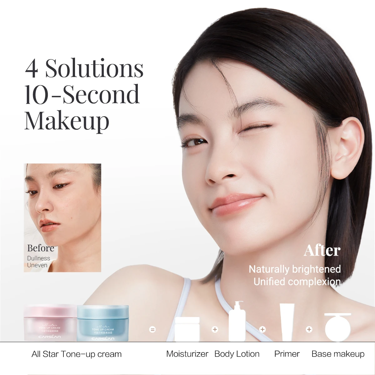 CARSLAN All Star Tong-up Cream Face Foundation Whitening Dress Cream Hydrating Moisturizing Makeup Primer