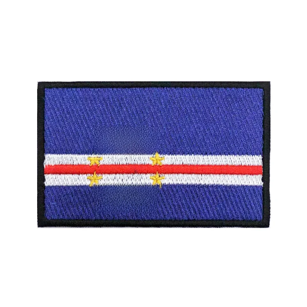 Remendos da bandeira de cabo verde braçadeira bordado remendo gancho & laço de ferro no bordado