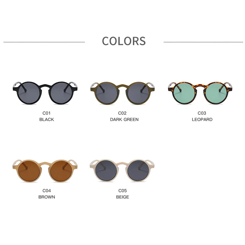 New Retro Round Sunglasses Women Men Classic Sun Glasses Brand Fashion Shades Small Punk Leopard Dark Green Eyewear UV400 Jelly