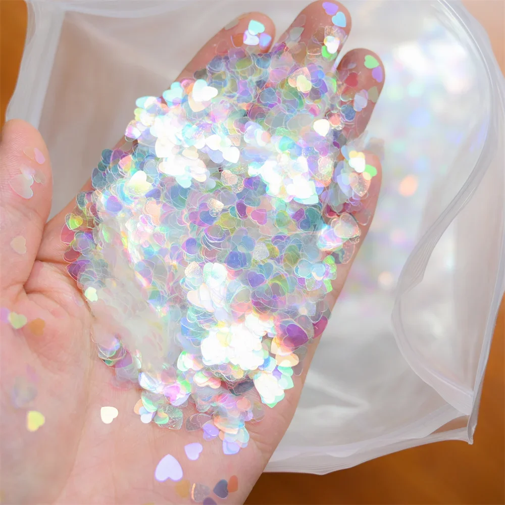 Paillettes holographiques pour ongles, 10g, laser, amour, cœur, nail art, ultra-mince, démontrent roses, bricolage, décoration, outils de manucure
