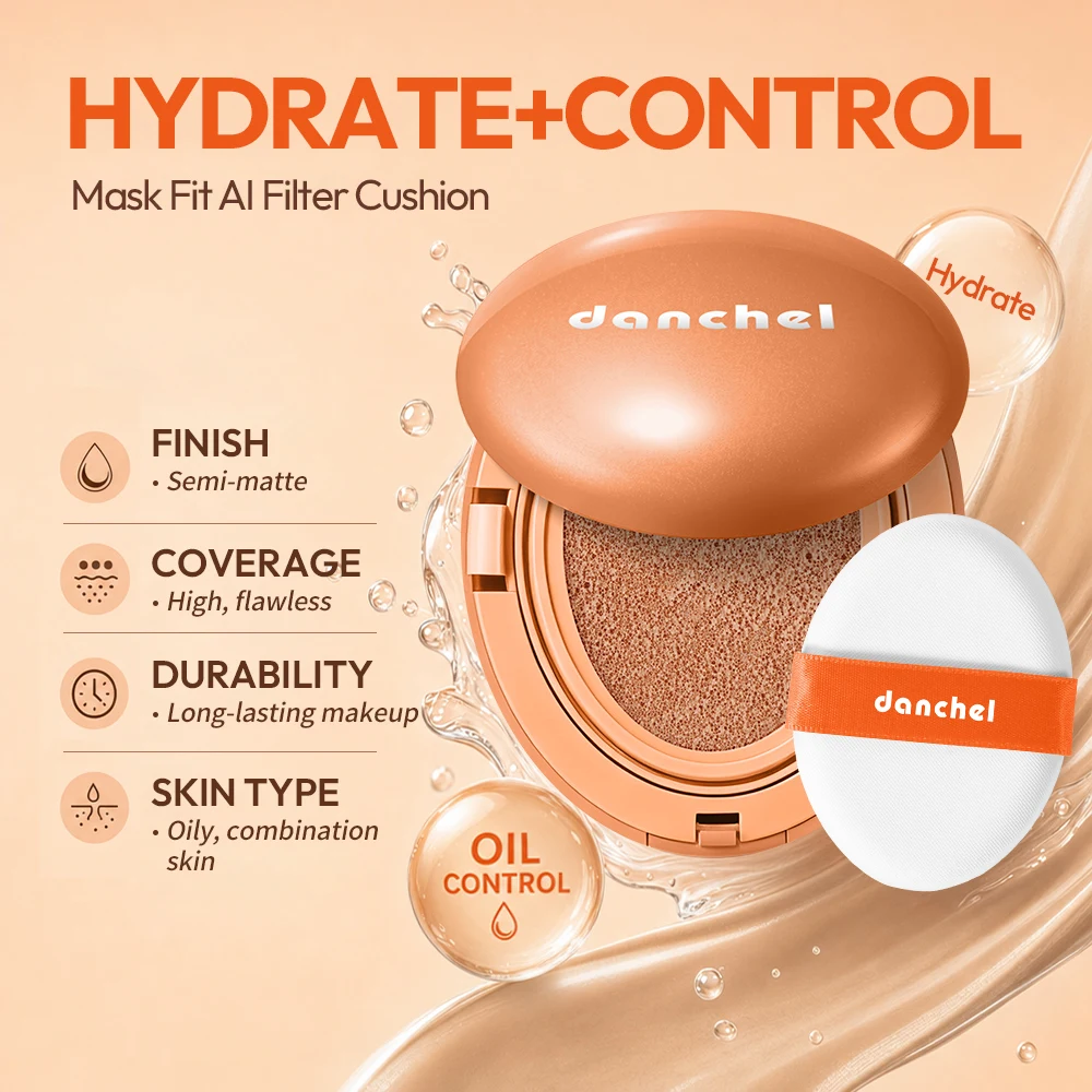 Danchel AI Filter Cushion Foundation High Coverage Matte Setting Powder Velvet Finish Smooth Fit Daily Cosmetics Single Compact