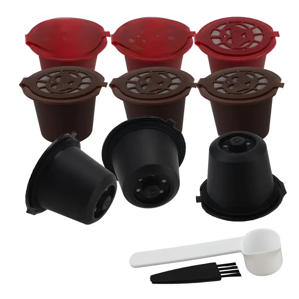 Capsules de café réutilisables, tasse avec cuillère, brosse, filtre à café pour café Nespresso, 4 pièces