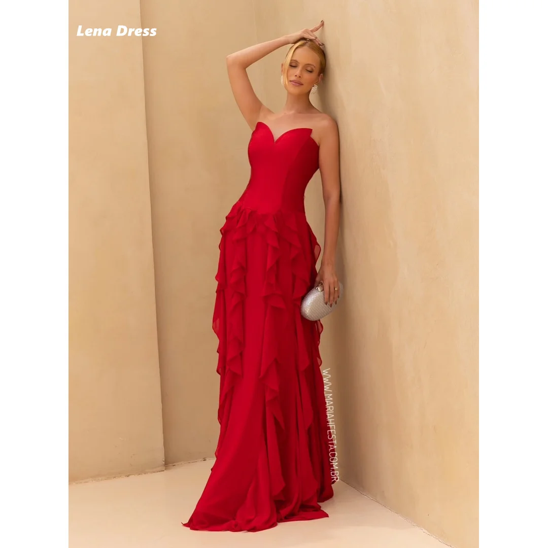 Lena Elegant Party Dresses 2026 Prom Dresses Luxury Customized Ruffled Edges Sleeveless Red Multi-layer Birthday Dress Luxury