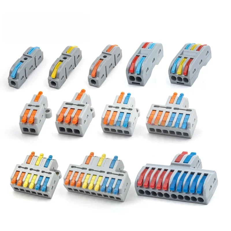 Connecteurs de fil rapides à levier, 5 pièces, connexion électrique universelle, épissage Compact en ligne, bloc de bornes domestiques enfichables 412/413 SPL