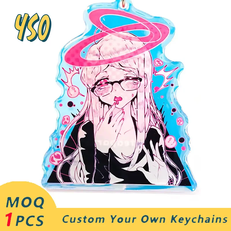 YSO CNC Diamond Cut Acrylic Keychain Custom With Extra Piece Rainbow Charms