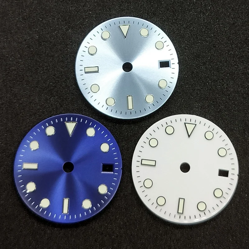 

New 29MM NH34 Dial Sunburst Dial No Logo GMT Four Hands Dial Green Luminous for Japan NH34 Movement Watch Accessories