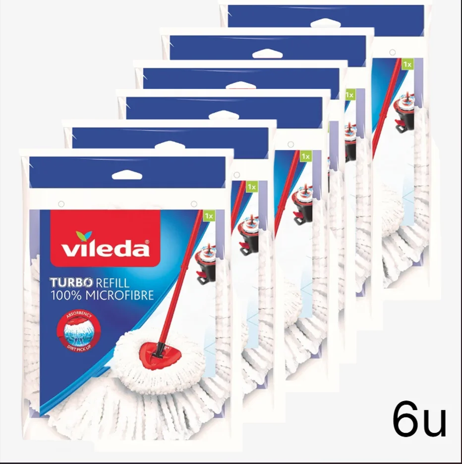 Vileda Recambio Turbo Classic | Paquete de 1 | Apto para Todos los Sistemas de fregonas giratorias Vileda | para Superficies de Suelo Duro | Elimina más del 99 % de Las bacterias Solo con Agua pack