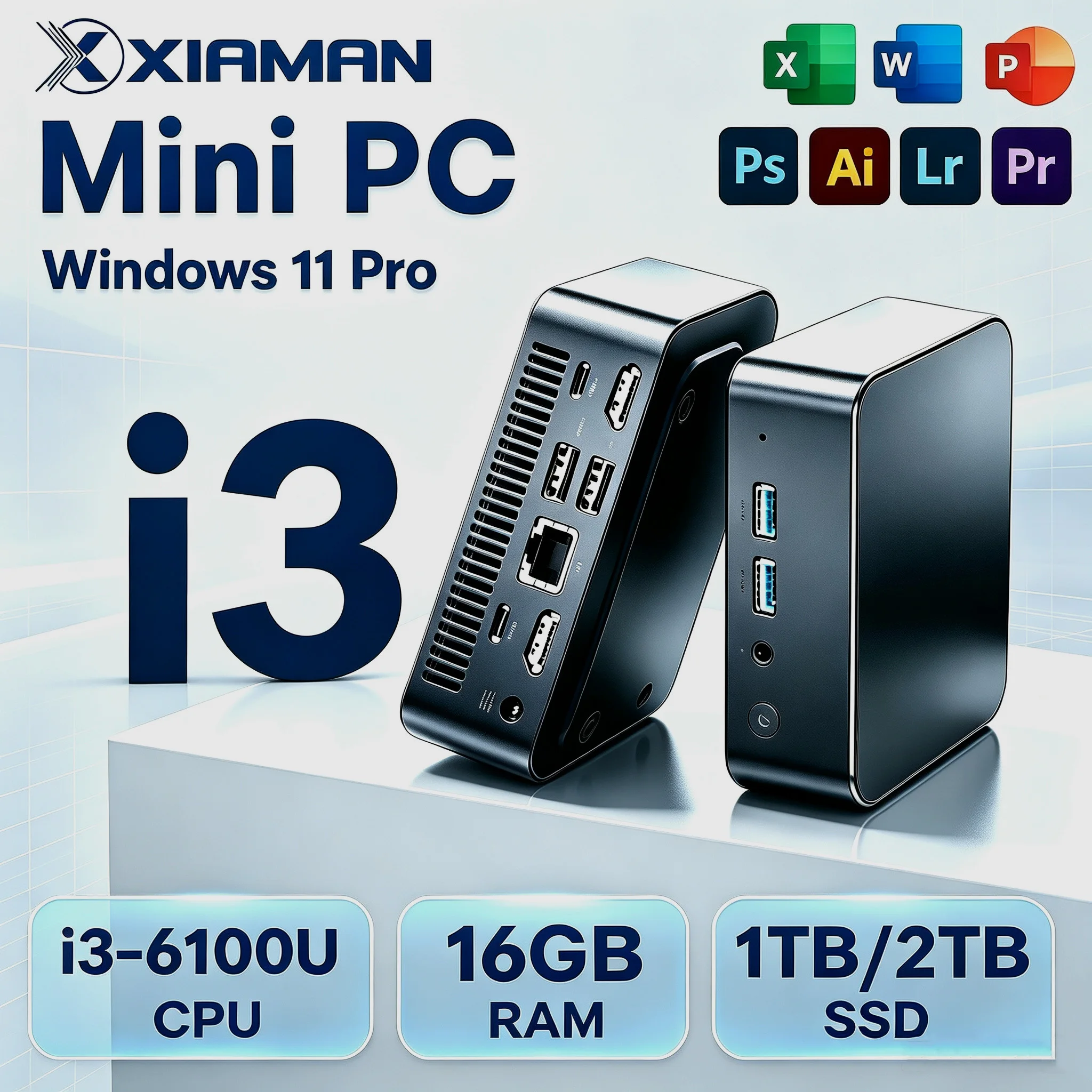 Xiaman NEW Mini PC Intel Windows 11 Mini PC I3 Intel Core I3 6100U Mini Computer 16GB RAM 512GB 1TB SSD 3-Screen Display PC Desktop Wifi 6 BT5.2 Mini Host