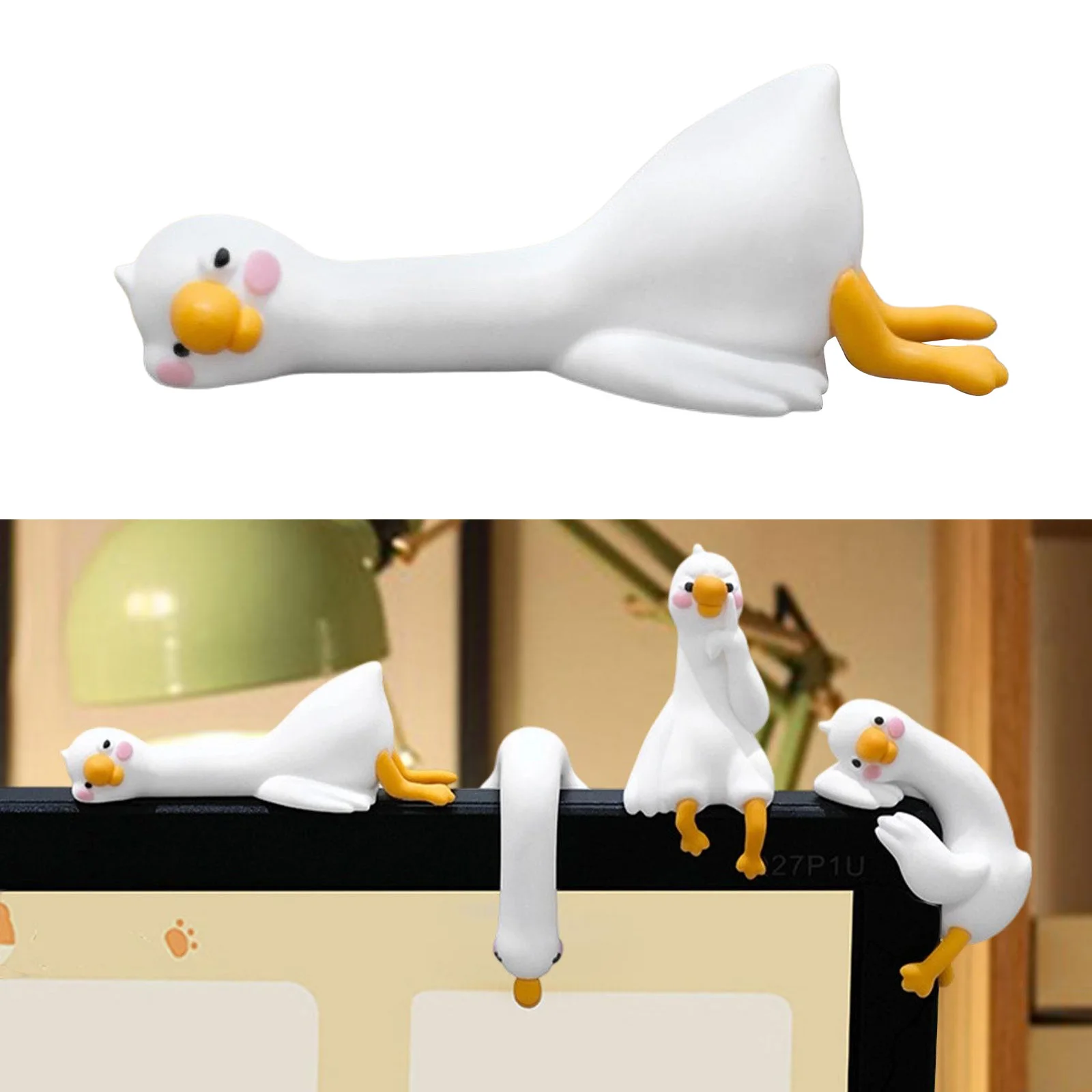 1 Pc Tired Duck Computer Screen Lying On The Ground Ornament Collectible Sculpture For Home Bookshelves Desks Tables Chairs Car