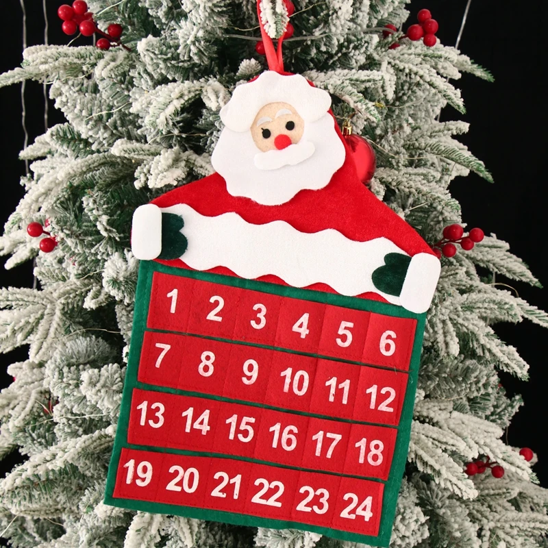 Christmas Felt Advent Calendar Hanging Pendant Santa Claus Ornaments DIY Advent Calendar Christmas Decoration for Home 2023 Gift