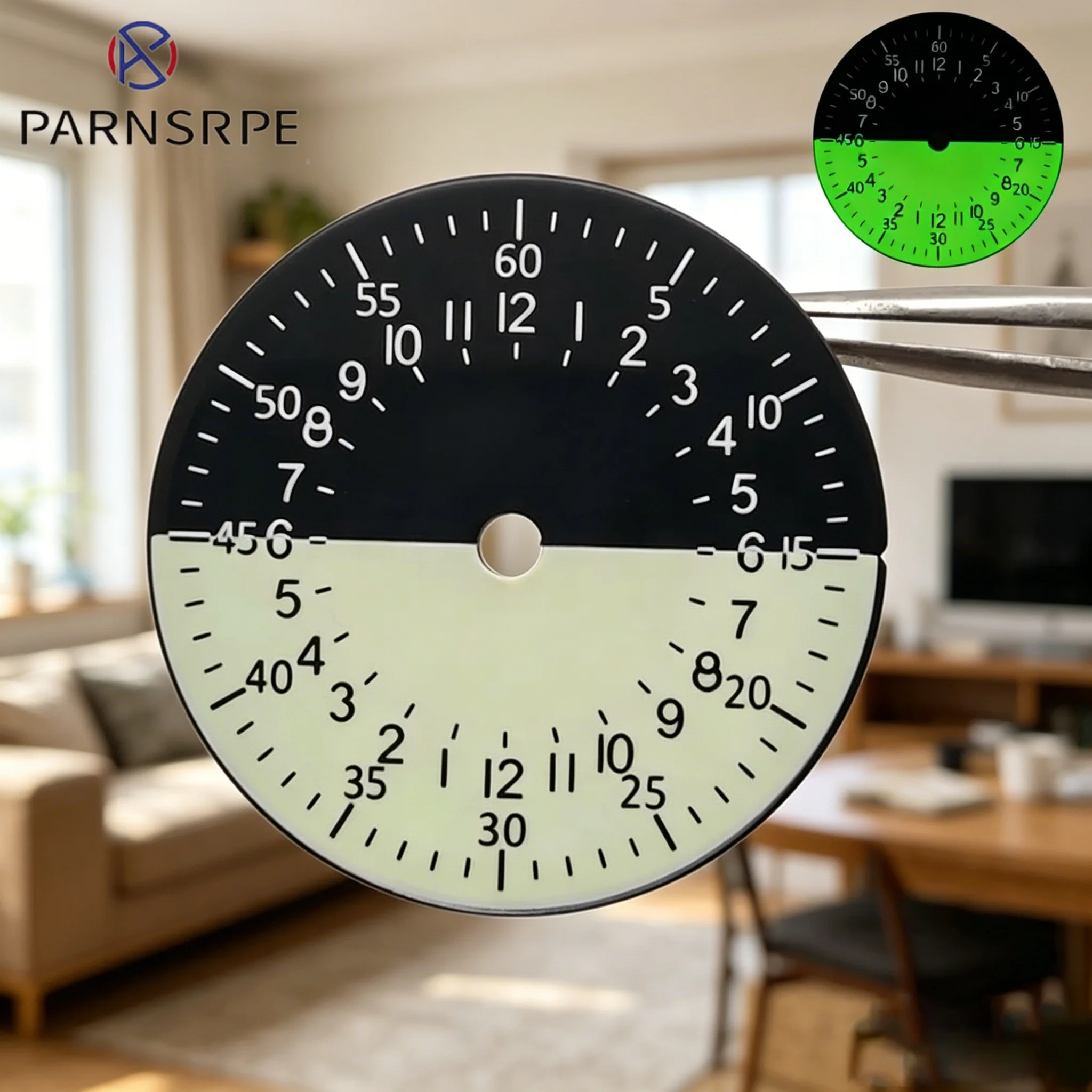 

28.5 mm black and white aseptic dial GMT Watch Dial Automatic Movement Watch Modified Accessories Luminous Watch dial