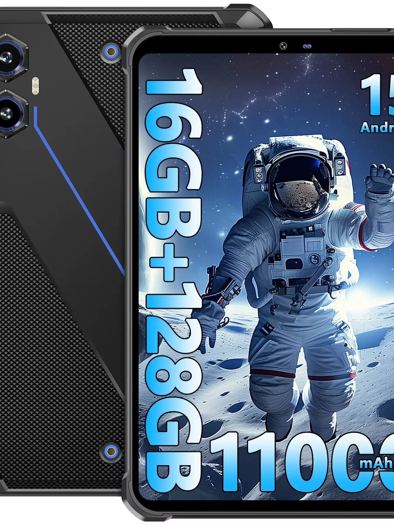 OUKITEL RT3 Plus Robustes Android 15 Tablet, 16GB+128GB 1TB Erweiterbar Wasserdichte Tablets, 8 Zoll HD-Display, 1100mAh Akku