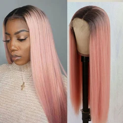 13X5X2 NT4-F Pink2 Glueless Straight Lace Front Human Hair Wigs Transparent Swiss Lace Brazilian Straight Lace Wigs For Women