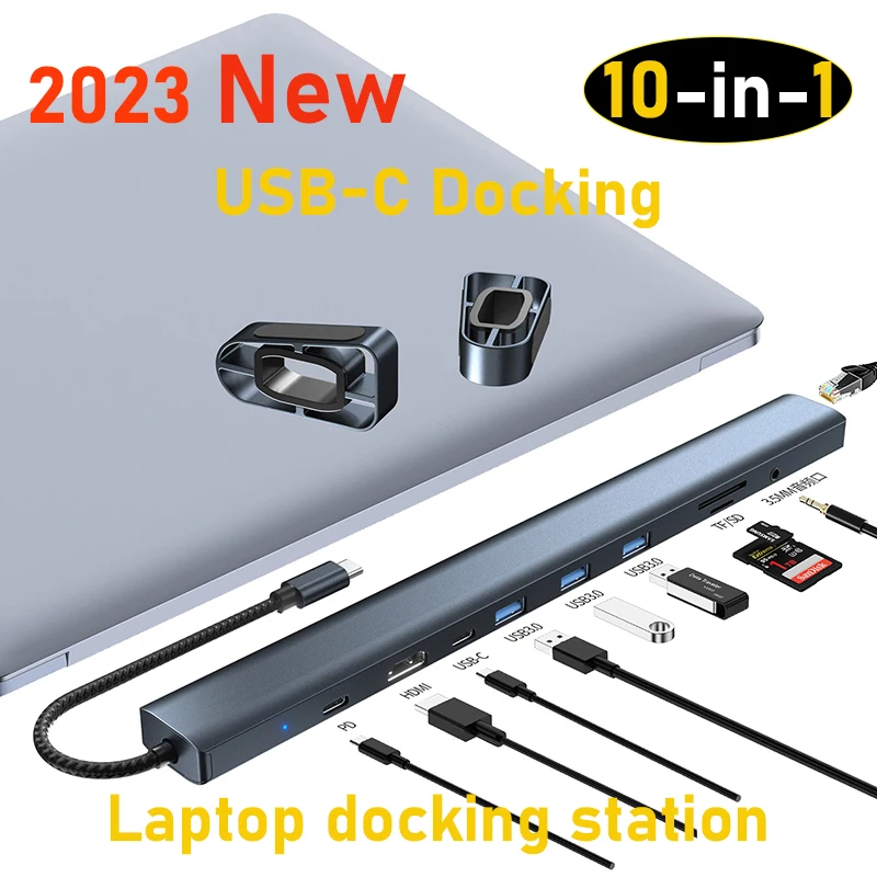 2023 neueste 10-in-1-Dock-Hub-USB-C-Laptop-Dockingstation für MacBook Macmini Dell Lenovo ASUS Typ C Thunderbolt Satechi