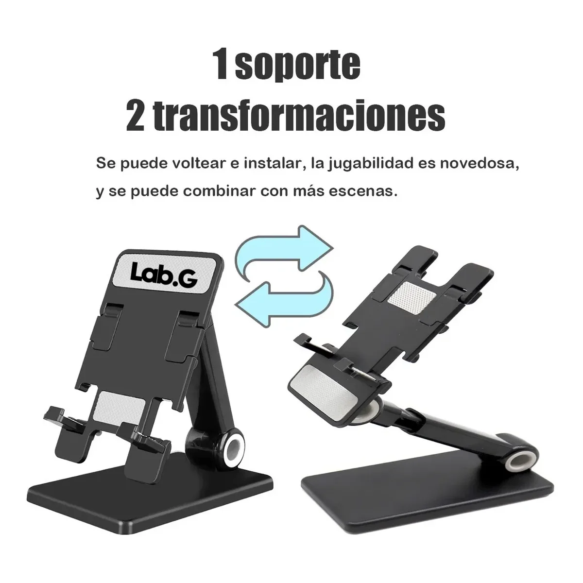 حامل مكتبي للهاتف الخلوي قابل للطي وقابل للتعديل، مختبر أسود.