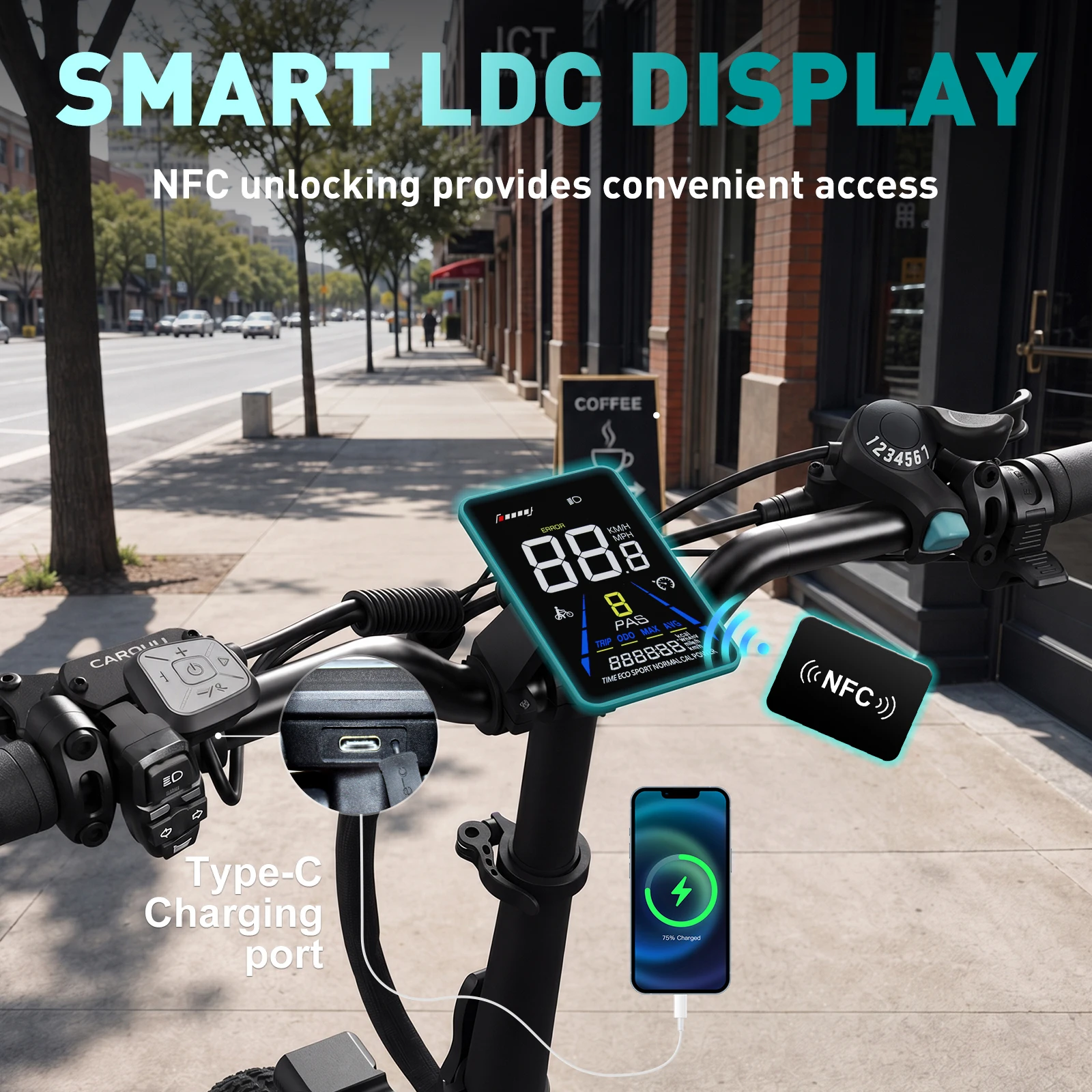 Bicicleta Eléctrica CAROUU con Batería de Gran Capacidad de 1680Wh, 48V 35Ah 250W, Autonomía de 200km, Neumáticos Anchos 20x3.0, Freno de Disco Hidráulico, Plegable, Entrega Incluida