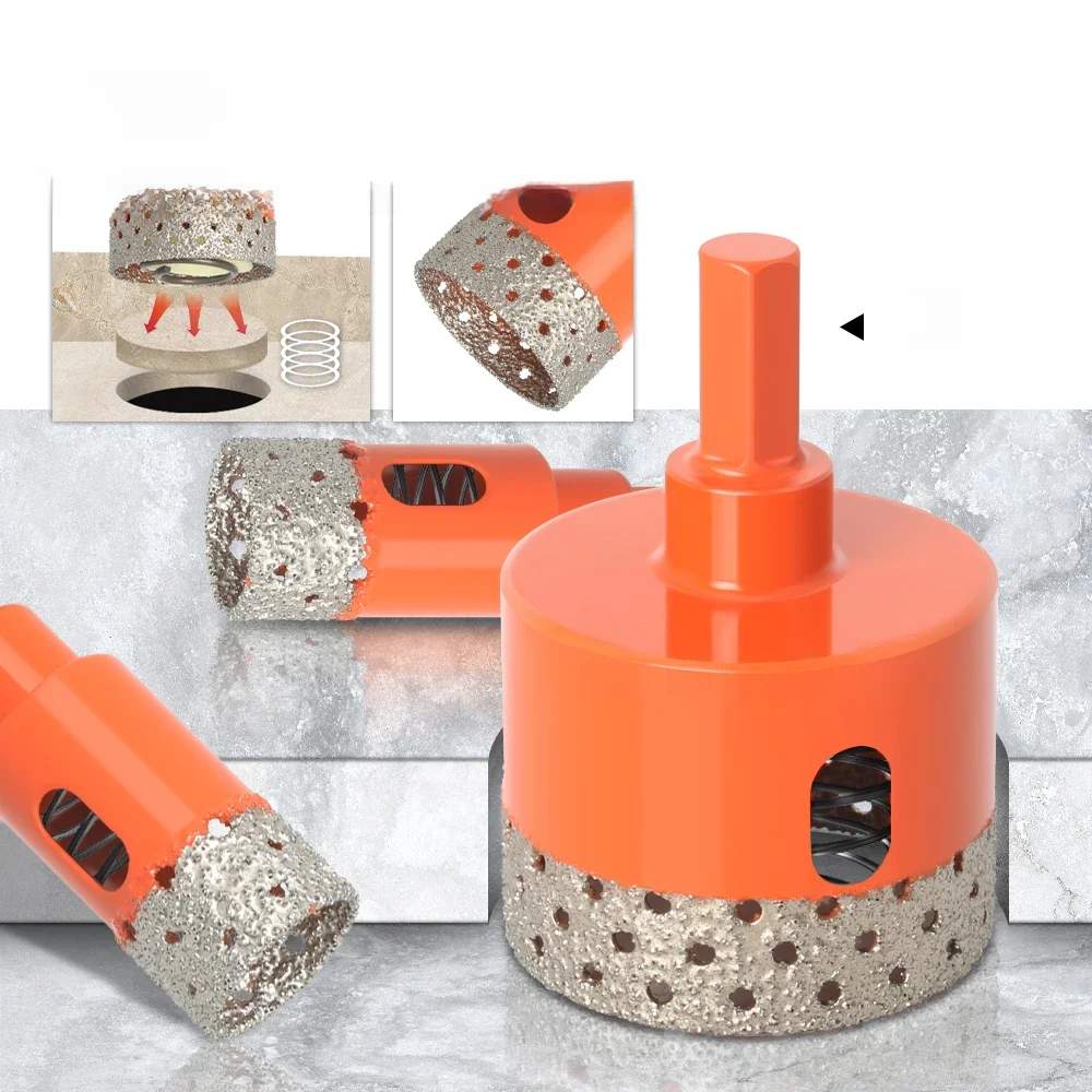 Automatyczne opróżnianie odpadów Piła walcowa Chwyt sześciokątny Lutowana na sucho płytka ceramiczna Wiertło diamentowe Piła do porcelany ICK — zdjęcie 2