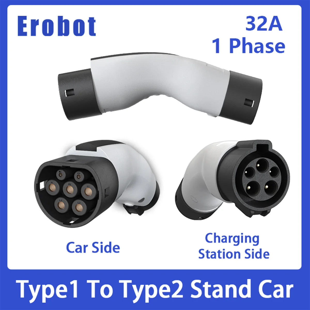 Electric Car Devices J1772 Type 1 to Type 2 Adapter American To European Type 1 Plug to Type 2 Plug Adapter Mg4 Car Accessories