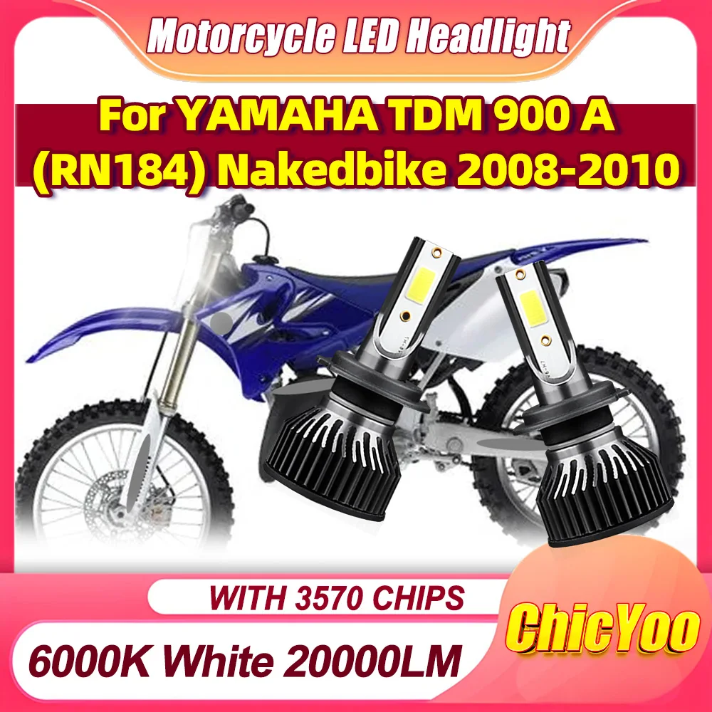 

2PCS High Power Motorcycle LED Headlight Bulb 20000LM Motobike Headlamp 12V For YAMAHA TDM 900 A (RN184) Nakedbike 2008-2010