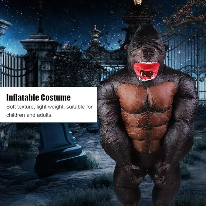 

Надувной костюм Кинг-Конга: взрослый горилла, обезьяна, полный рост тела для Хэллоуина, косплея и вечеринок