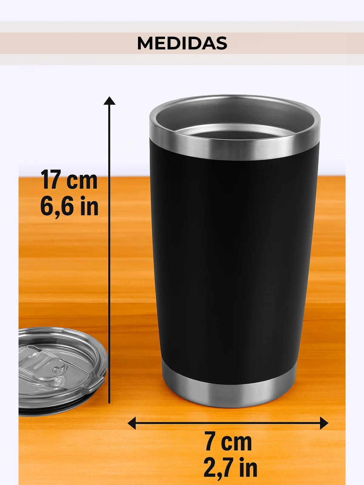 كوب حراري من الفولاذ المقاوم للصدأ، Kta-80، بهلوان بغطاء، ترمس محمول، ترمس للقهوة، المشروبات، الشمبانيا، الكوكتيلات، ترمس أسود معزول.