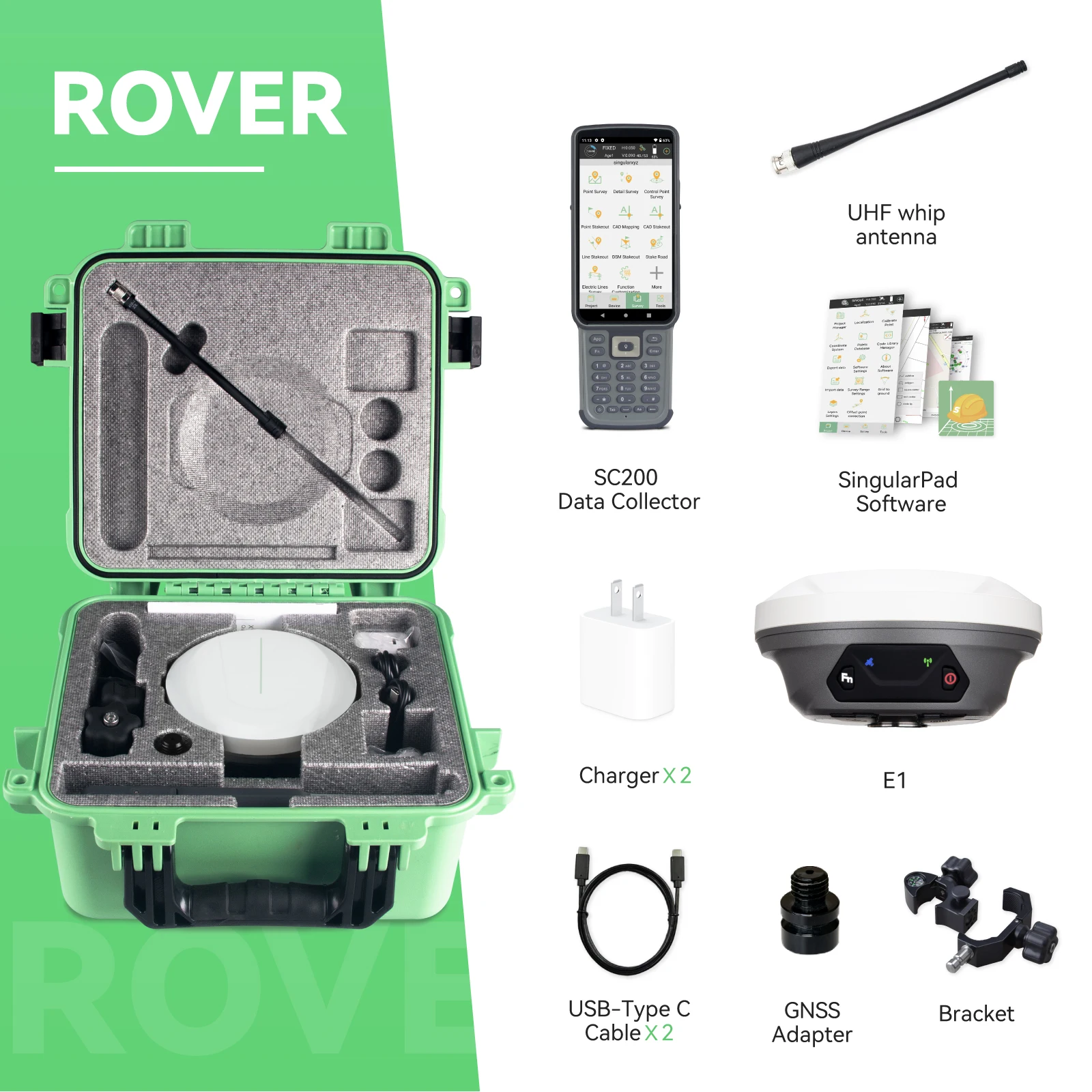 

SingularXYZ E1 Lite Rover Kit 10% Off Permanent Software Exclusive Price Limited Stock Land Survey Equipment GNSS RTK Rover Set