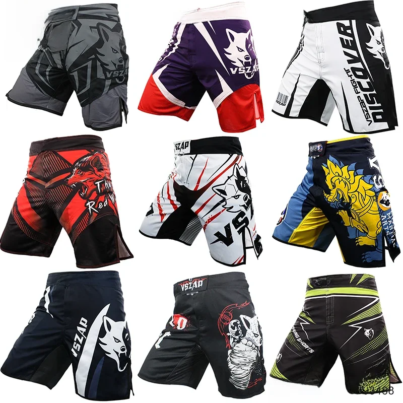 Spodenki MMA męskie spodnie bokserskie VSZAP Kickboxing treningowe spodenki grapplingowe siłownia oddychające sztuki walki Muay Thai Cage Fight Wear — zdjęcie 2