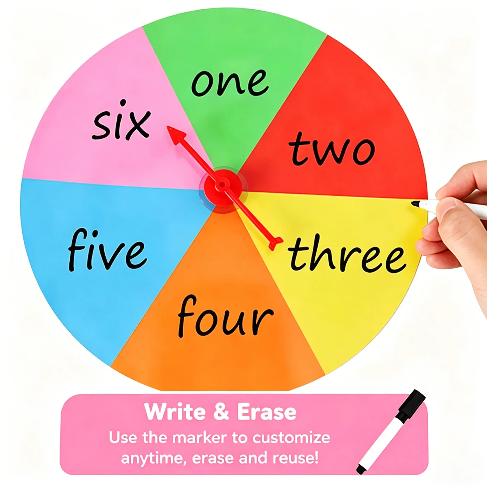 10in Dry Erase Prize Wheel with Arrow, Magnetic Spinning Wheel for Preschool Classroom Games, Fits Whiteboard & Fridge