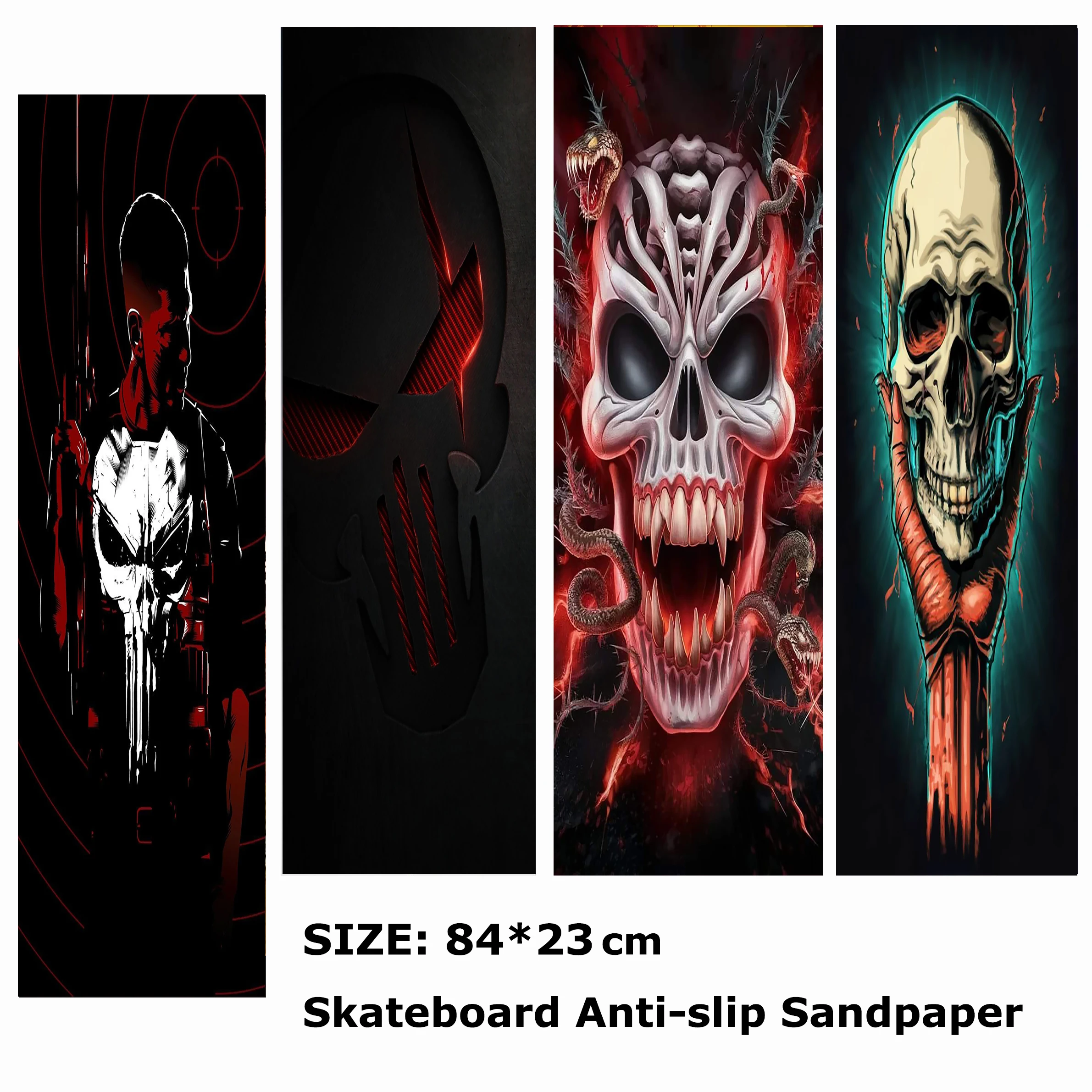 

Black and Red Snake and Skull Pattern Electric Scooter Anti-slip Sticker Sandpaper Skateboard Grip Tape Sheet 84*23cm