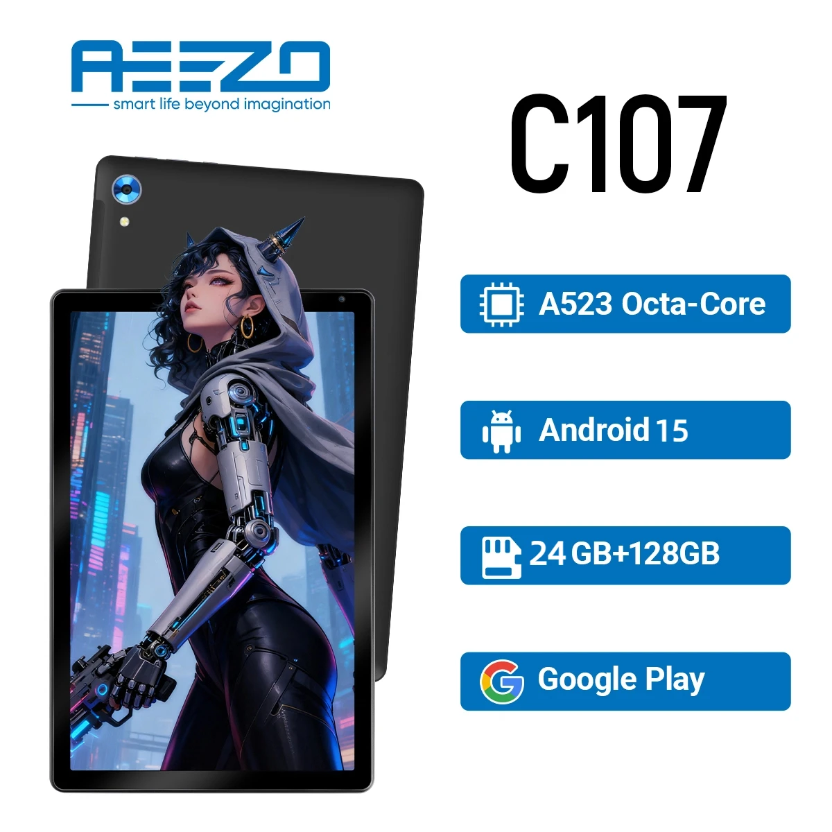 

10,1-дюймовый планшет AEEZO Android 15 A523, восьмиядерный процессор, 24 ГБ + 128 ГБ/1 ТБ, расширение 1280x800, HD IPS-дисплей, Wi-Fi6, аккумулятор 5000 мАч