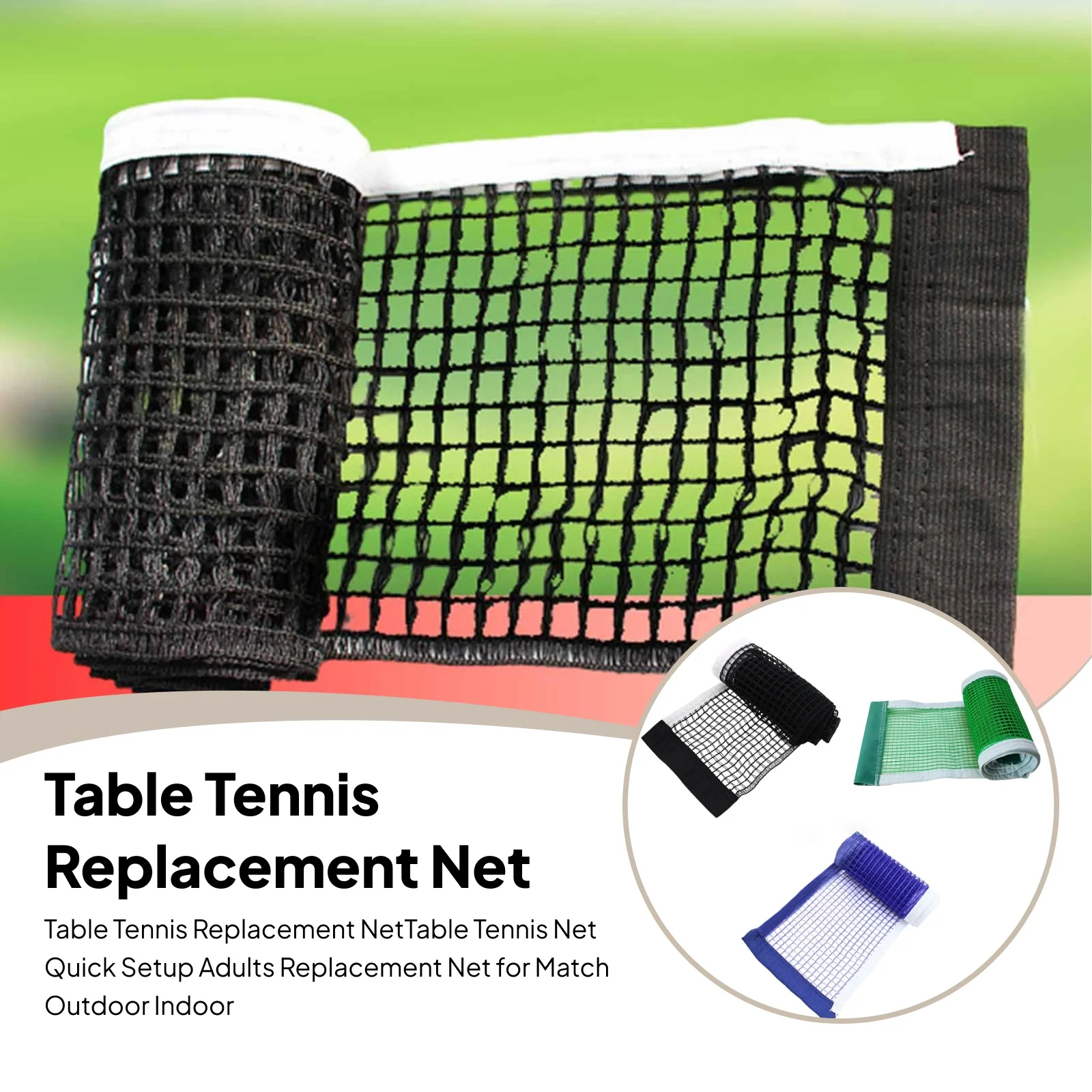 

Portable Quick Setup Table Tennis Net, Ping Pong Replacement Net for Indoor Outdoor Sports,Easy Install Ping Pong Table Net