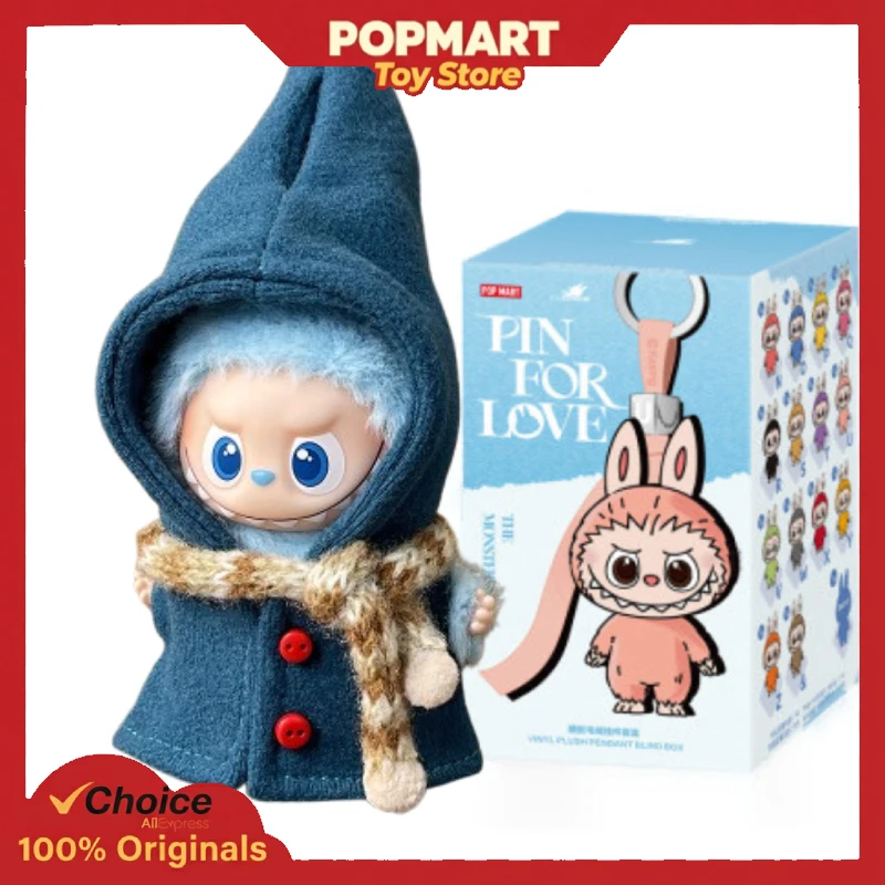

POP MART Mini LABUBU V4 Pin for Love Blue Cape Аутентичная оригинальная фигурка Набор булавок с коллекцией аксессуаров Подарок для друзей