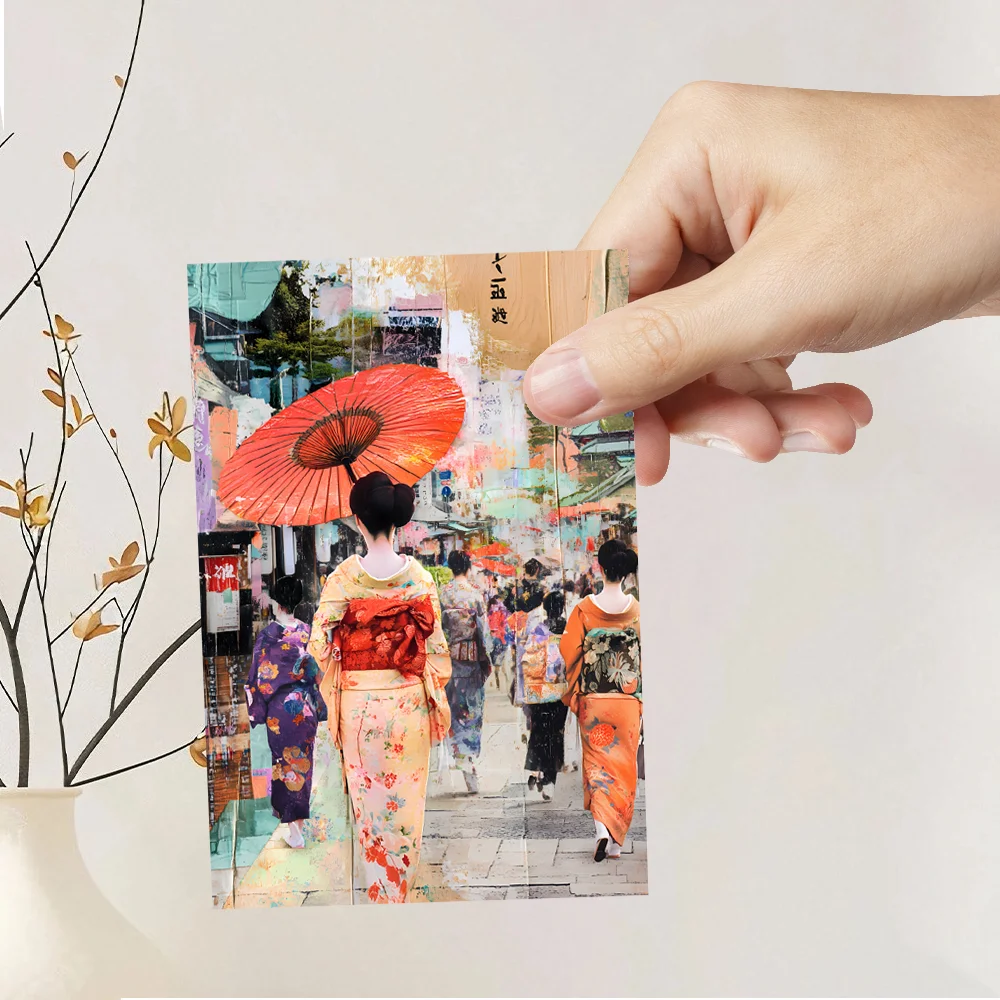 32-teiliges Postkarten-Set im japanischen Stil, Geisha, Geburtstags-/Jubiläumsgeschenke, Sammlerstücke, geeignet zum Versand.