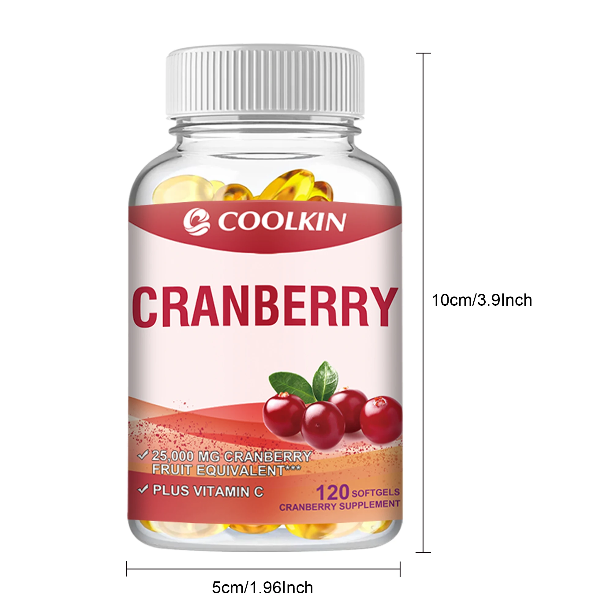 Cranberry-con vitamina C-apoya la salud urinaria e inmunológica, Control de la vejiga, promueve la función renal saludable-120 cápsulas