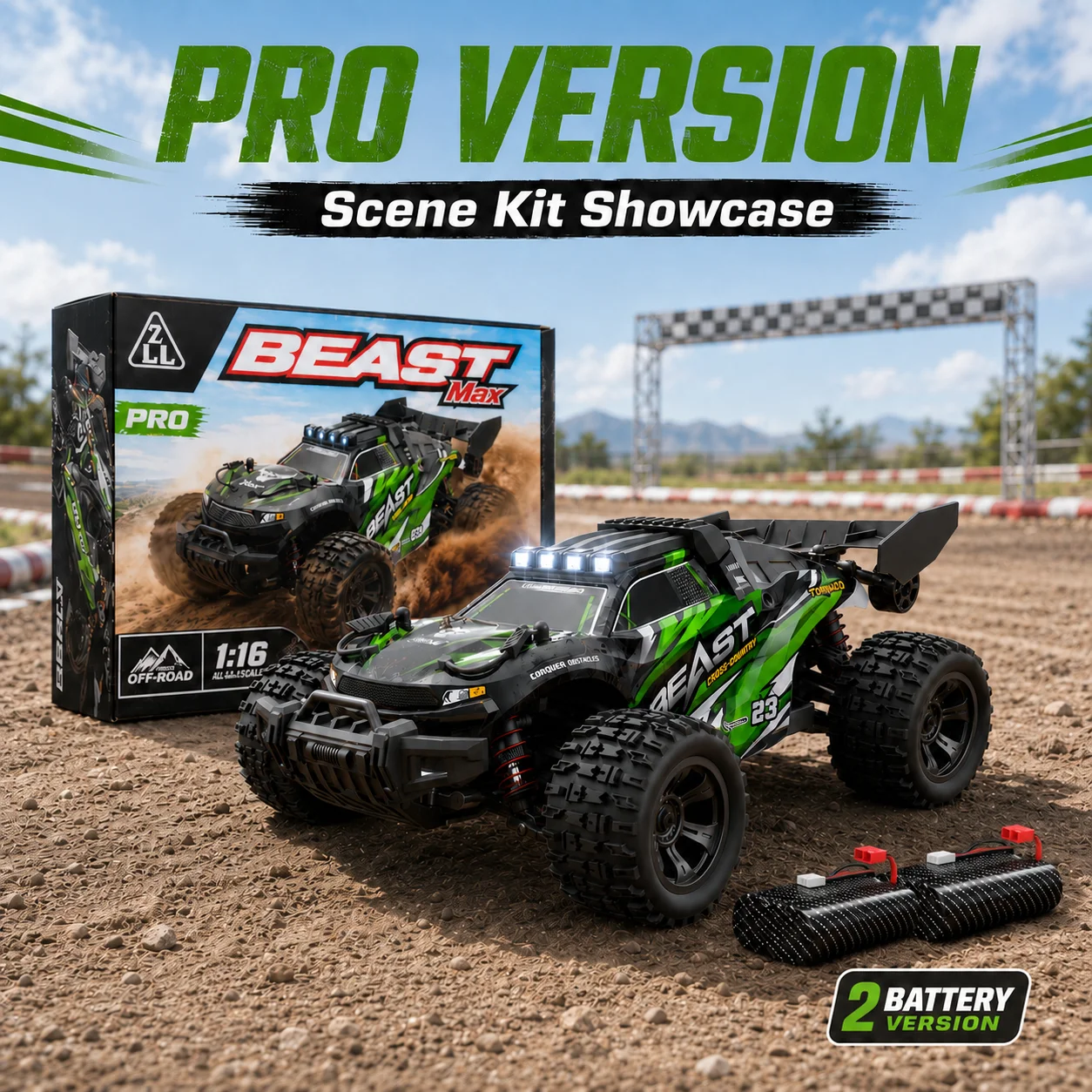 ZNLYRION 1:18 Maßstab RC Auto Monster Truck Offroad SG118PRO MAX 4WD 35KM/H Hochgeschwindigkeitsfahrzeug mit Metallchassis LED-Lichtern 2,4GHz Fernbedienung für Kinder und Erwachsene