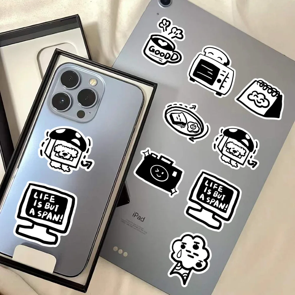 10/30/60PCS Stick Figure Black and White Cartoon Stickers Graffiti Decals DIY Laptop Notebook Suitcase Phone Sticker Kids Toys