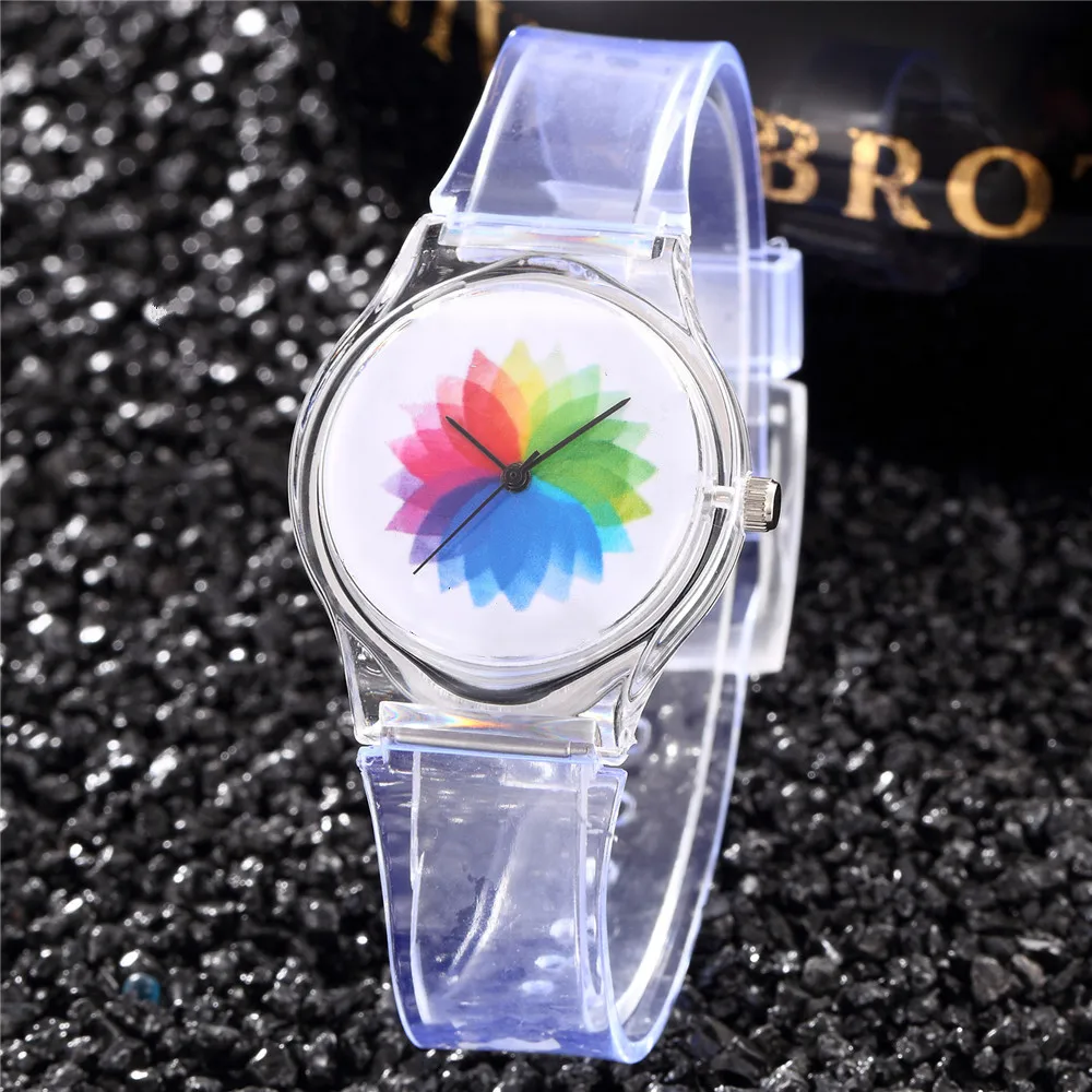 Fashion Silicone Transparent Kids Watch Simple Sports Child Quartz Wristwatch Casual Clock for Boys Girls Student montre enfant