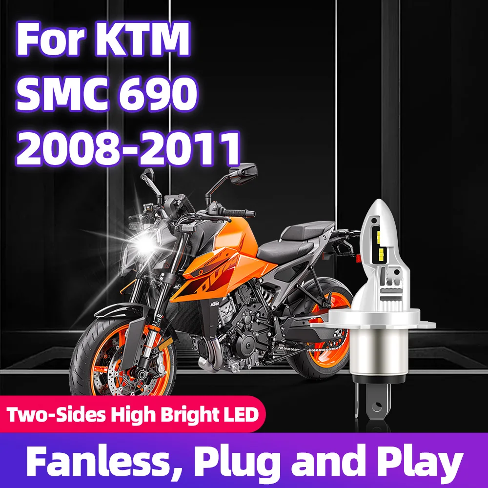 

For KTM SMC 690 SMC690 2008 2009 2010 2011 Motorcycle LED H4 Hi/Lo Beam Motorbike Headlight Bulb Scooter Lamp 1PC 6000K 10000LM