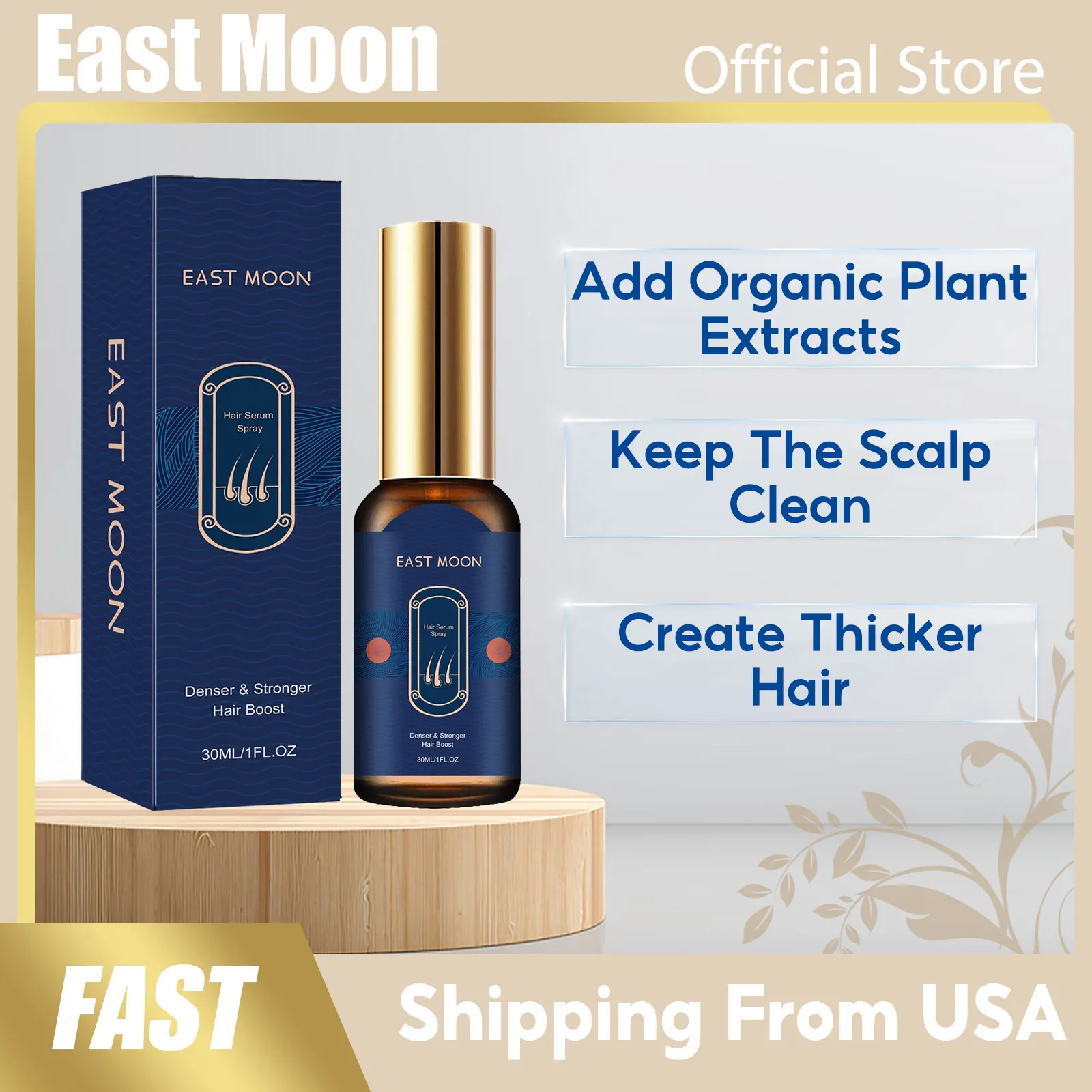 

East Moon Hair Growth Serum Spray Lasting Smoothing Strengthen Roots Powerful Nourishing Regrowth Oil Hair Essence For Men Women