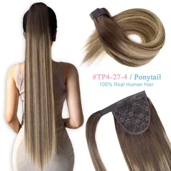 Wikkel Rond Paardenstaarten Menselijk Haar Steil Paardenstaart Human Hair Extensions Braziliaanse Human Remy Hair Paardenstaart Extensions Voor Vrouwen