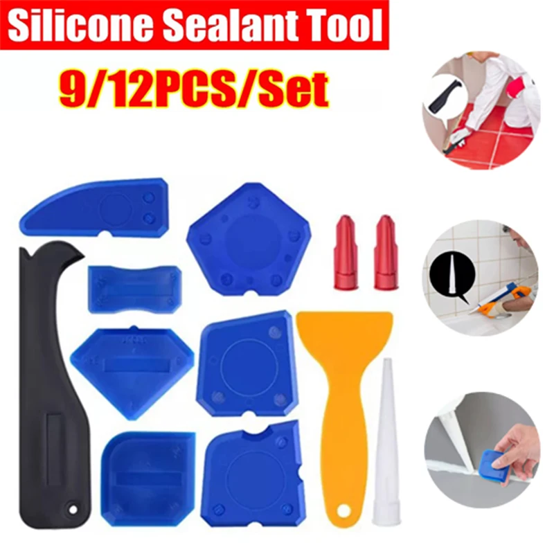 9/12PCS Caulking Tool Kit Sealant Finishing Tool Portable Grout Scraper Multipurpose Caul for Bathroom Window Tile Sink