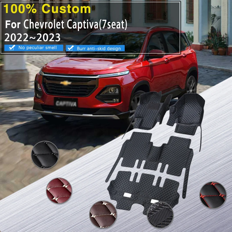 Car Mats Floor For Chevrolet Captiva CN202S 2022 2023 7 Seater Waterproof Leather Car Mats Full Set Alfombrillas Car Accessories