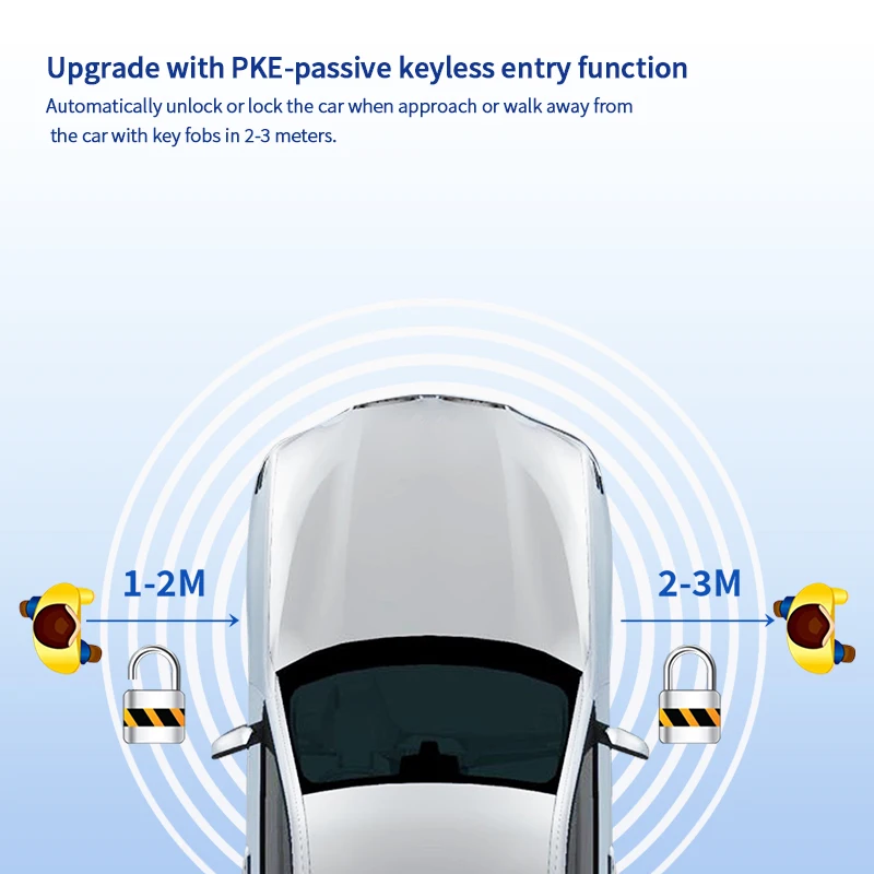 EASYGUARD Smartphone App Pke car alarm for key start 12V cars remote engine start proximity lock unlock with NFC card